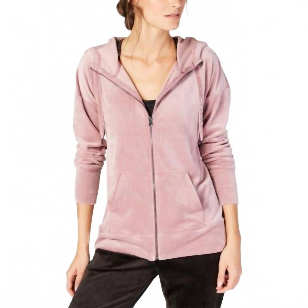 NEW IDEOLOGY velour zip hoodie in winter bloom